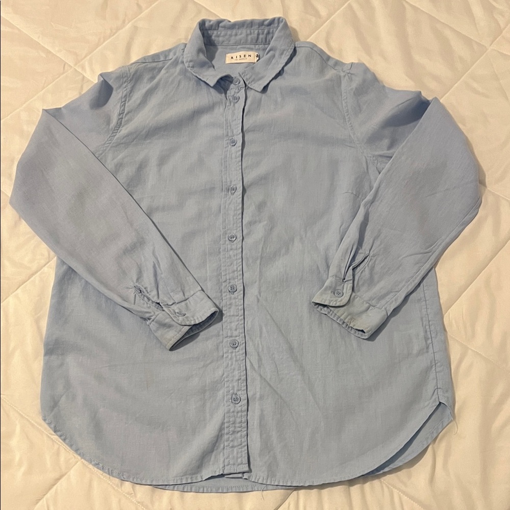 Elegant Sky Blue Button Down Shirt for Women